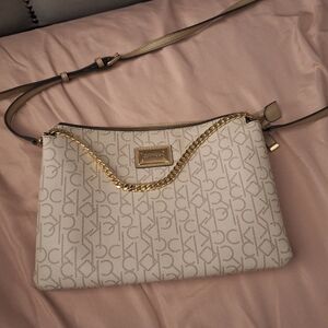 Calvin Klein Beige Monogram Crossbody Bag